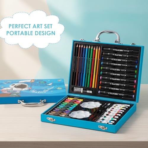 KARP 49Pcs Astronaut Print Children Deluxe Art Drawing Set Art and Craftmini Suitcase, Drawing and Painting Set Best for Birthday Gift for Boys Girls Children - Image 3