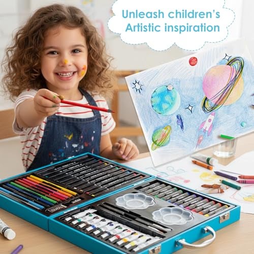 KARP 49Pcs Astronaut Print Children Deluxe Art Drawing Set Art and Craftmini Suitcase, Drawing and Painting Set Best for Birthday Gift for Boys Girls Children - Image 2