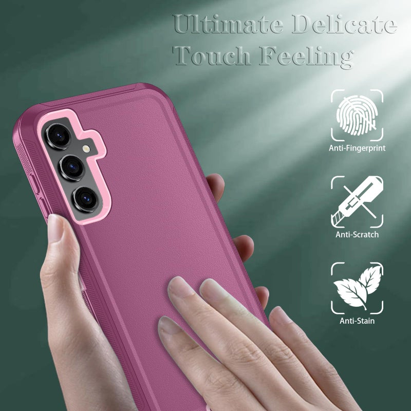 Qinmay Phone Case for Samsung Galaxy A36 5G Case with HD Screen Protector, Heavy Duty Shockproof & Dropproof 3-Layer Cover Phone Case for Galaxy A36,WineRedPink - Image 2