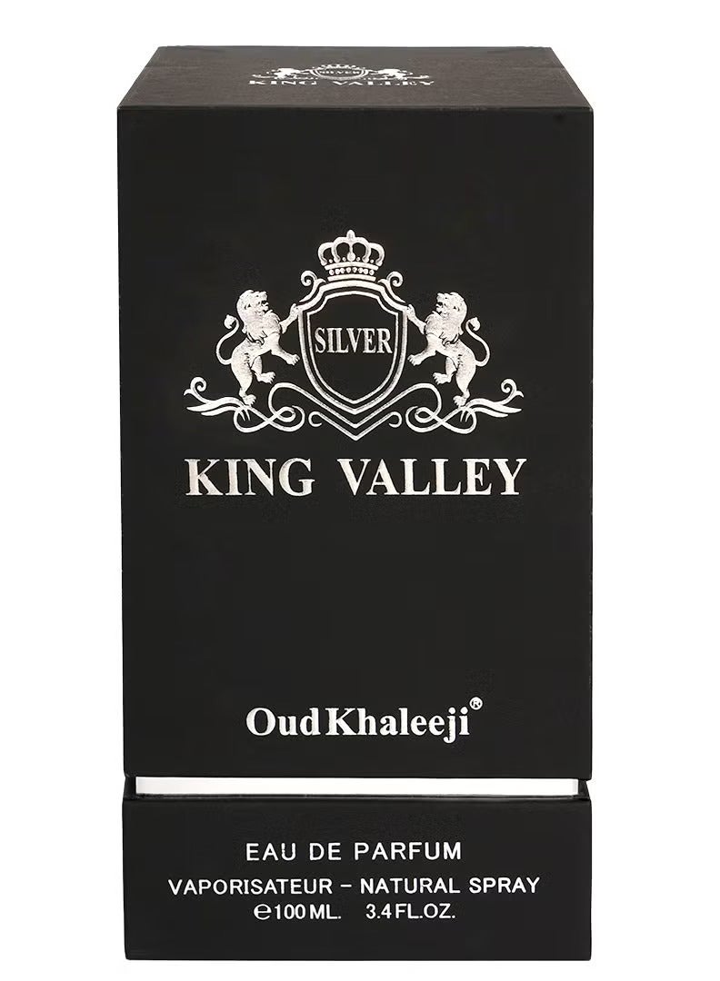Oud Khaleeji عطر عود خليجي كينغ فالي سيلفر 100 مل | عطر عربي للرجال | رائحة عود و عنبر تدوم طويلاً | عطر للرجال | عطر منعش، فاكهي، خشبي - Image 3