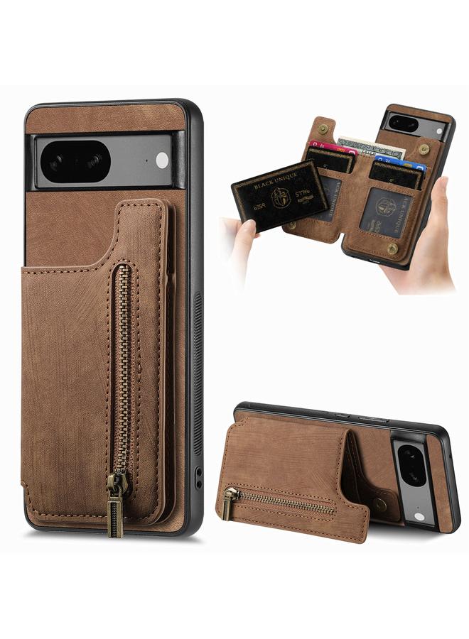 The Bros Case Cover For Google Pixel 6a Retro Leather Zipper Wallet Back Phone Case Cover - Image 1