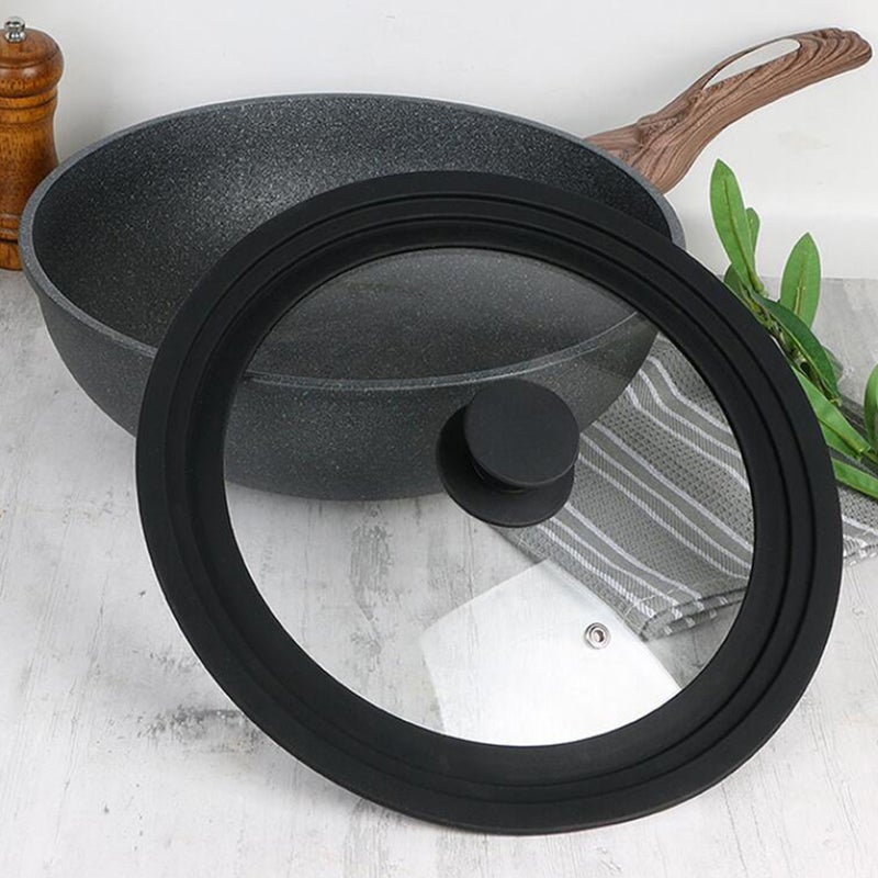 1Pc Multi-function Pot Lid Visible Universal Toughened Glass Silicone Pot Cover - Image 1