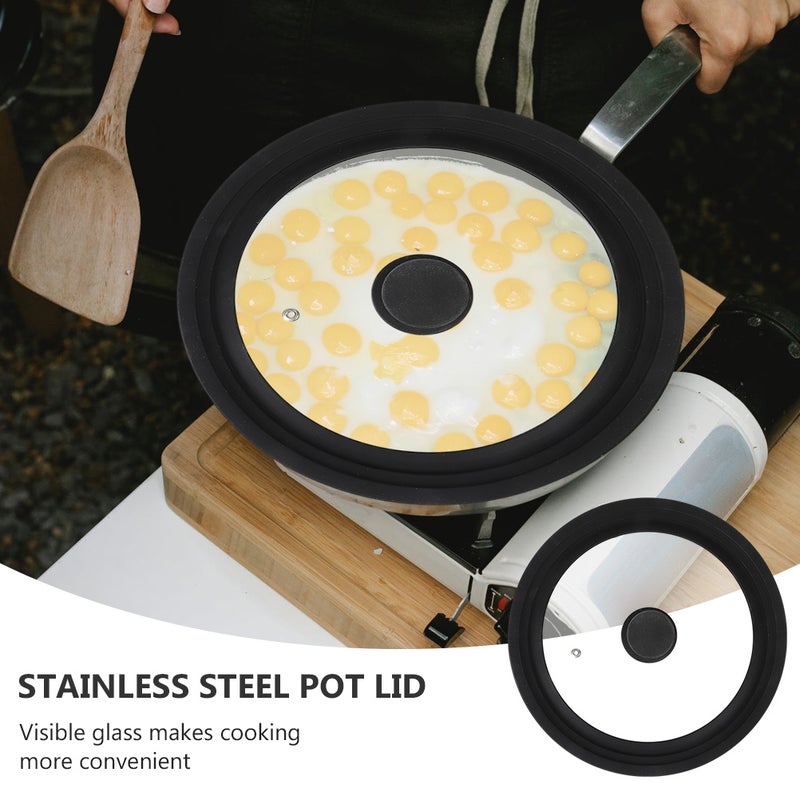 1Pc Multi-function Pot Lid Visible Universal Toughened Glass Silicone Pot Cover - Image 5
