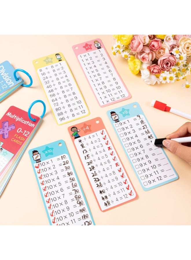 دوركو 30 جهاز كمبيوتر شخصي مضاعفة وقسم بطاقات فلاش ، بطاقة فلاش الرياضيات مع 4 قلام محو جافة 2 حلقات ملزمة ، بطاقات فلاش الجدول الزمني للصفوف الأولى إلى الثالثة في المنزل أو المدرسة ، متعة التعلم مع لعبة الرياضيات - Image 3
