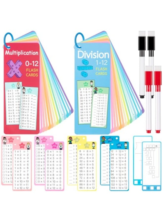 دوركو 30 جهاز كمبيوتر شخصي مضاعفة وقسم بطاقات فلاش ، بطاقة فلاش الرياضيات مع 4 قلام محو جافة 2 حلقات ملزمة ، بطاقات فلاش الجدول الزمني للصفوف الأولى إلى الثالثة في المنزل أو المدرسة ، متعة التعلم مع لعبة الرياضيات - Image 1