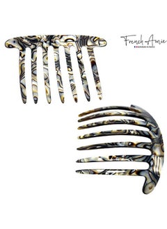 7 Teeth Handmade Celluloid Side Hair Comb Flexible Durable Hair Combs Strong Hold Hair Clips For Women No Slip Styling Girls Paris Hair Accessories Made In France (Silver Onyx Gray) - pzsku/ZFF357558964D110E4B8FZ/45/_/1696663332/319136ff-ed5c-432a-9773-4ef11ebed39e