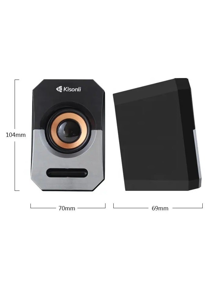 سماعات Kisonli A-606 متعددة الوسائط، صوت استريو 2.0، اتصال USB، تصميم أنيق، متعدد الألوان - Image 2