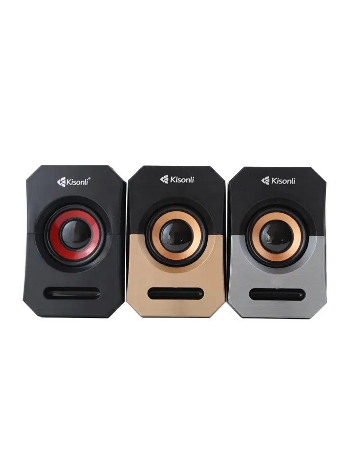 سماعات Kisonli A-606 متعددة الوسائط، صوت استريو 2.0، اتصال USB، تصميم أنيق، متعدد الألوان - Image 3