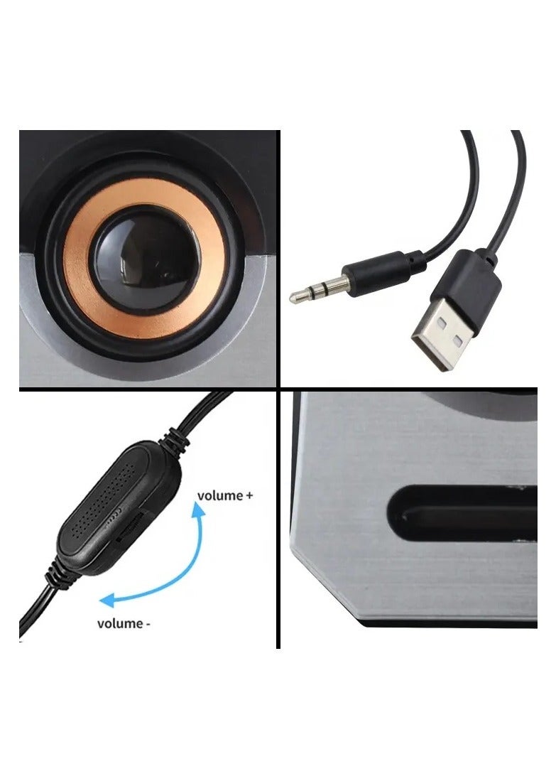 سماعات Kisonli A-606 متعددة الوسائط، صوت استريو 2.0، اتصال USB، تصميم أنيق، متعدد الألوان - Image 4