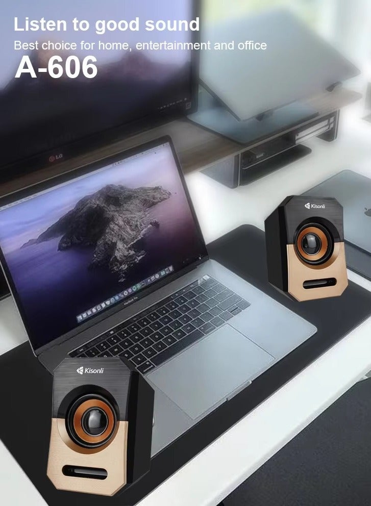 سماعات Kisonli A-606 متعددة الوسائط، صوت استريو 2.0، اتصال USB، تصميم أنيق، متعدد الألوان - Image 5