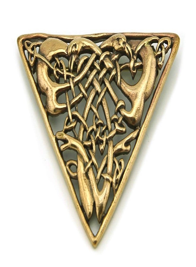 LynnAround Bronze Nordic Celtic brooch Vintage Triangle Shaped Filigree Irish Norse Jewelry from Thailand (Brooch V.2) - Image 1