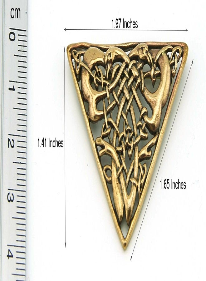LynnAround Bronze Nordic Celtic brooch Vintage Triangle Shaped Filigree Irish Norse Jewelry from Thailand (Brooch V.2) - Image 5