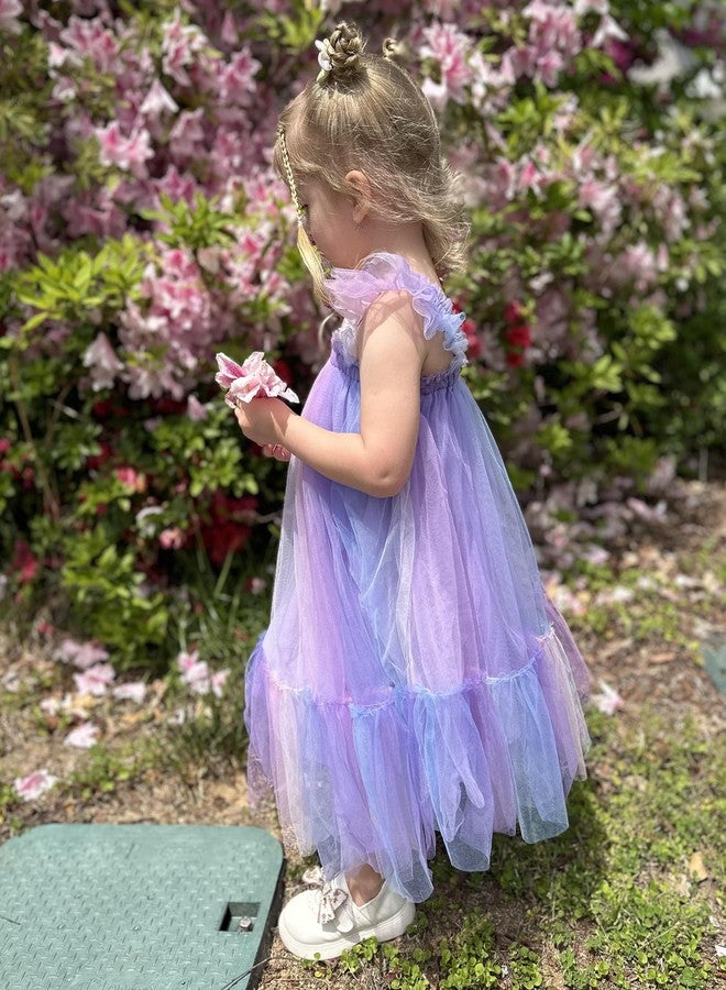 Arshiner Toddler Tulle Dress for Girls Layered Tutu Ruffle Dresses Fairy Tulle Purple Rainbow Dress for Girls 3T - Image 2