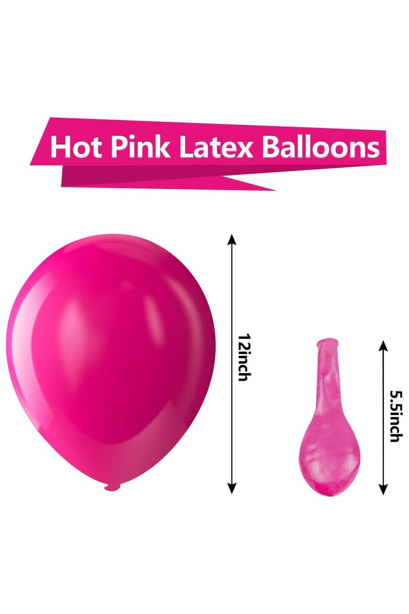 100 Pack 12 inch Round Helium Hot Pink Balloons for Wedding Birthday Party Backdrop Decorations - Image 2