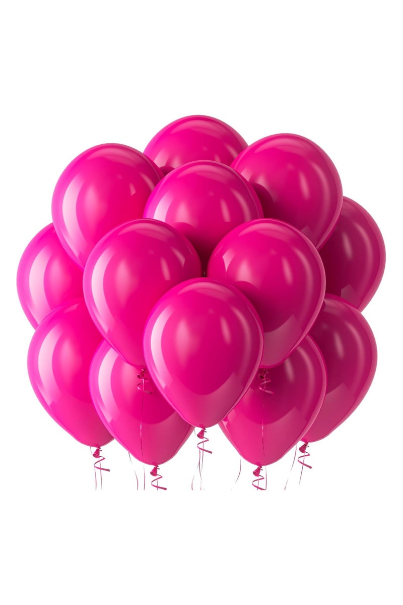 100 Pack 12 inch Round Helium Hot Pink Balloons for Wedding Birthday Party Backdrop Decorations - Image 1