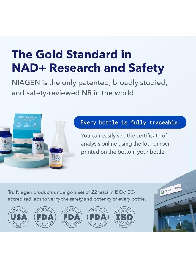 TRU NIAGEN 90Ct/300Mg Multi Award Winning Patented Nad+ Boosting Supplement - More Efficient Than Nmn - Nicotinamide Riboside For Cellular Energy Metabolism & Repair. Vitality, Muscle Health, Healthy Aging  - Image 5