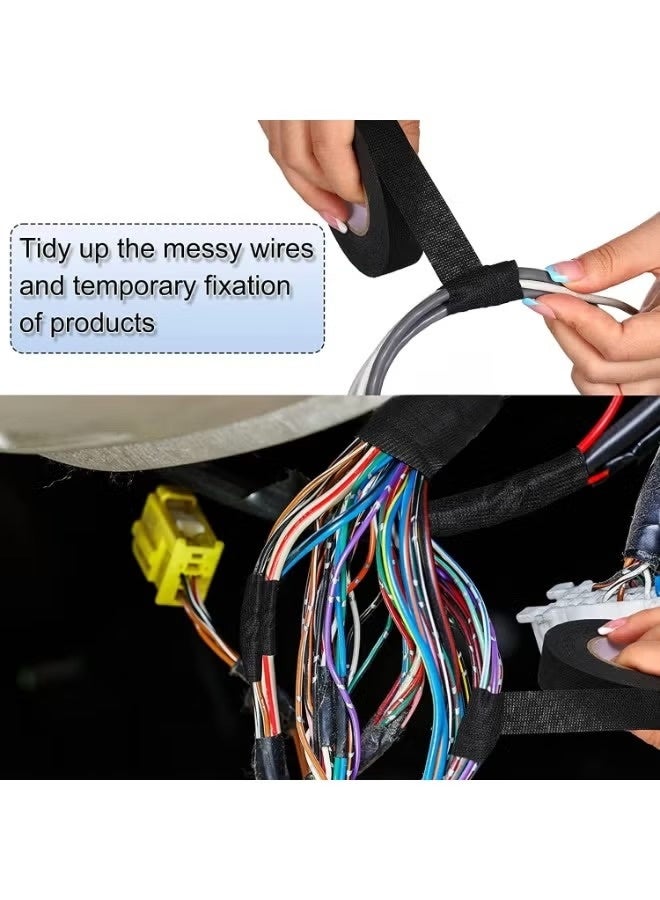 GIFT 3 Rolls Wire Loom Harness Tape, Wiring Harness Cloth Tape, Black Adhesive Fabric Tape for Automobile Electrical Insulation Protection Wire harnessing Noise Damping Heat Proof 19mm*15M - Image 4