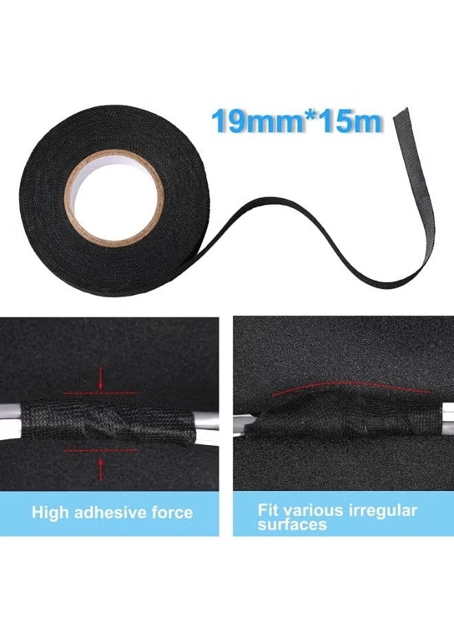 GIFT 3 Rolls Wire Loom Harness Tape, Wiring Harness Cloth Tape, Black Adhesive Fabric Tape for Automobile Electrical Insulation Protection Wire harnessing Noise Damping Heat Proof 19mm*15M - Image 2