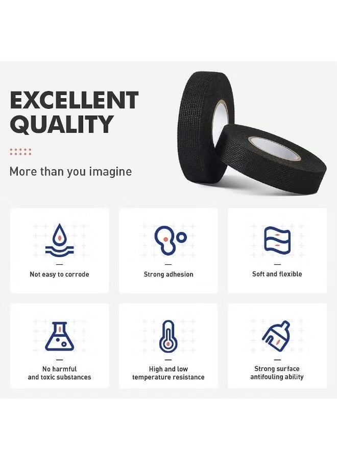 GIFT 3 Rolls Wire Loom Harness Tape, Wiring Harness Cloth Tape, Black Adhesive Fabric Tape for Automobile Electrical Insulation Protection Wire harnessing Noise Damping Heat Proof 19mm*15M - Image 5
