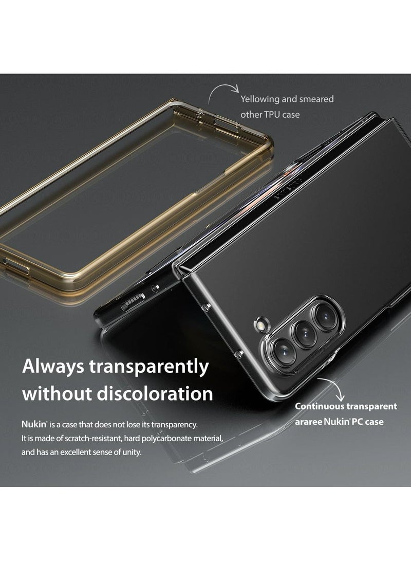 araree Araree Nukin Samsung Galaxy Z Fold 5 Case, Clear Case Cover Transparent Ultra Thin Cover Slim Sturdy Scratchproof Hard PC Phone Case Minimalist Solid Sleek Designed for Galaxy Z Fold 5 5G - Black - Image 5