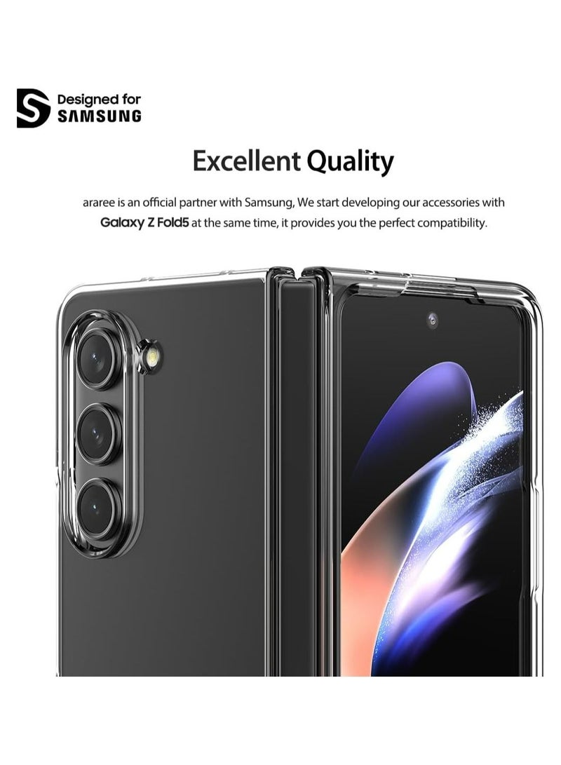 araree Araree Nukin Samsung Galaxy Z Fold 5 Case, Clear Case Cover Transparent Ultra Thin Cover Slim Sturdy Scratchproof Hard PC Phone Case Minimalist Solid Sleek Designed for Galaxy Z Fold 5 5G - Black - Image 3