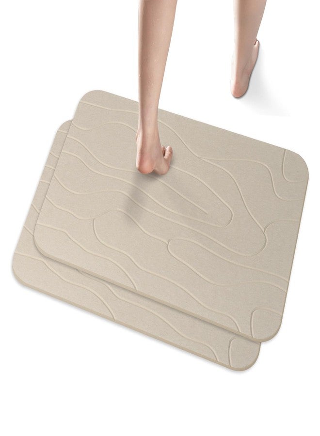JUERLEN 2 Pack Diatomaceous Earth Shower Mat, Stone Bath Mat, Nonslip Super Absorbent Fast-Drying Hard Bath Mat for Bathroom Shower Floor, 23.62 x 15.35 inch, Grey and White Pattern - Image 1