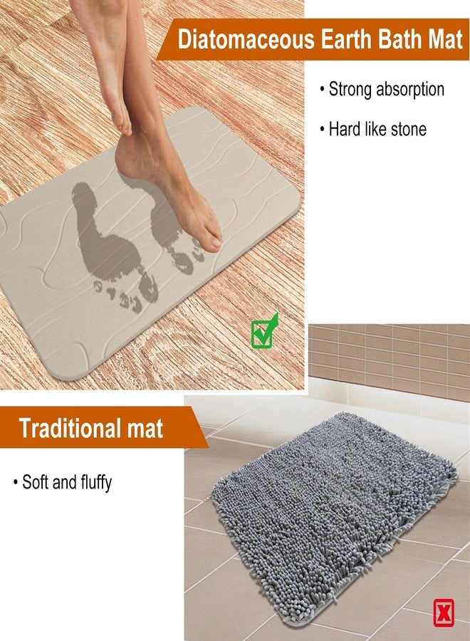 JUERLEN 2 Pack Diatomaceous Earth Shower Mat, Stone Bath Mat, Nonslip Super Absorbent Fast-Drying Hard Bath Mat for Bathroom Shower Floor, 23.62 x 15.35 inch, Grey and White Pattern - Image 5