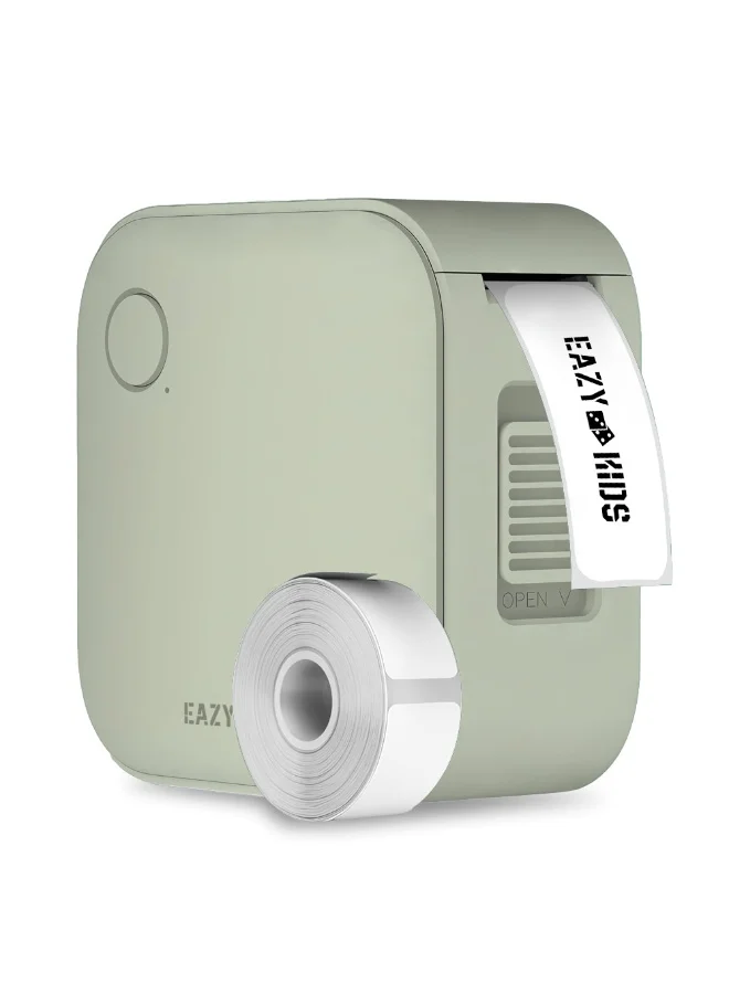 إيزي كيدز Eazy Kids Mini Label Maker Printer with 180 Labels Roll, Smart App Control for Home, Office, School - Green