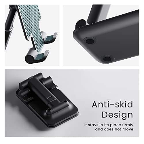 Ambrane Multipurpose Tabletop Mobile Stand | Adjustable Angle & Height| Universal Holder for iPhone, Samsung, OnePlus & All Smartphones | Portable, Anti-Skid | for Home, Office, Bed & Gifting (Black) - Image 4