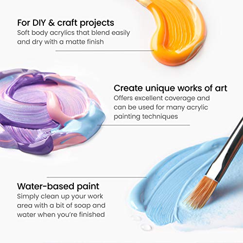 ARTEZA Craft Acrylic Paint Set, Water-Based Acrylic Craft Paint, Matte Finish Artist Paints, Art Supplies for Glass, Wood, Ceramics, Fabrics, Leather - Image 4