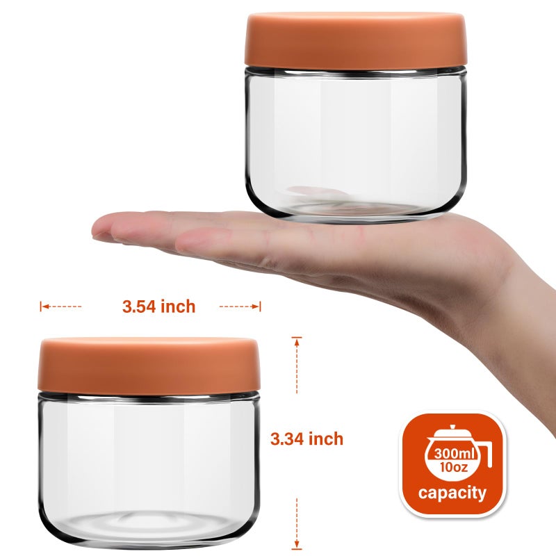 EONJOE 10 oz Glass Jars with Lids Meal Prep Portion Control Containers Pudding Yogurt Overnight Oats Salad Snack Cereal Candy Food Storage Cups Bowls Airtight - Image 2