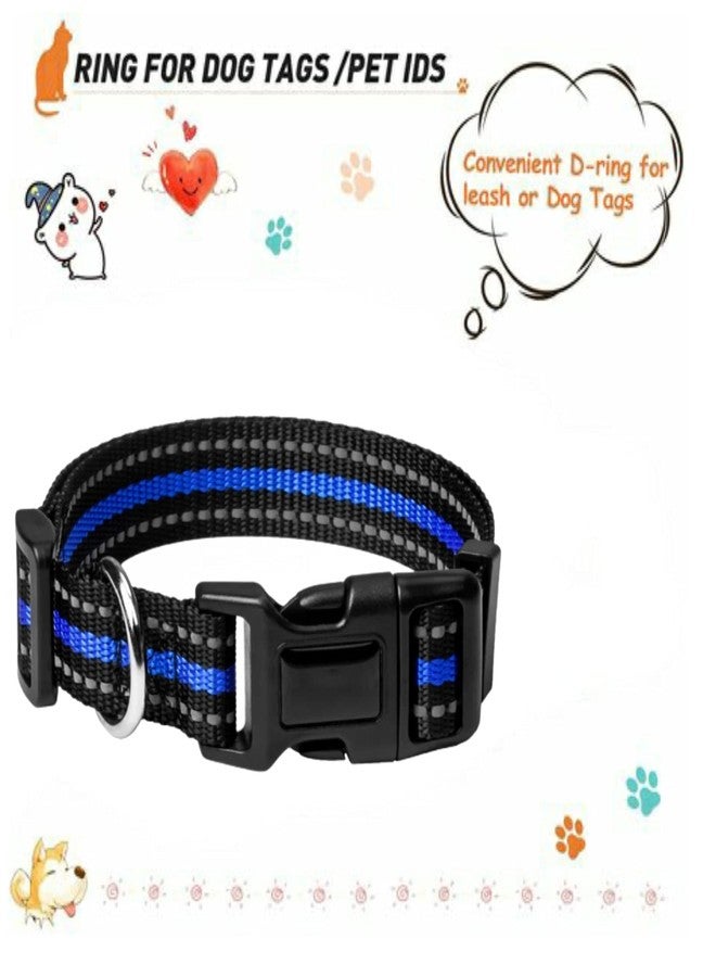 Petlicious & More® Nylon Made 19 mm Reflective Collar for Small & Medium Size Adult Dogs (Adjustable Size - 12" to 22" Inch Neck, Color - Blue) - Image 4