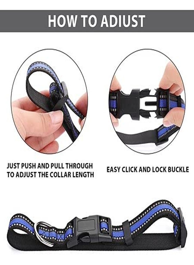 Petlicious & More® Nylon Made 19 mm Reflective Collar for Small & Medium Size Adult Dogs (Adjustable Size - 12" to 22" Inch Neck, Color - Blue) - Image 5
