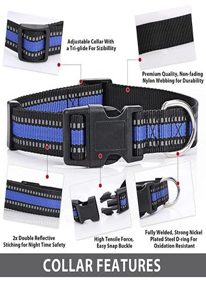 Petlicious & More® Nylon Made 19 mm Reflective Collar for Small & Medium Size Adult Dogs (Adjustable Size - 12" to 22" Inch Neck, Color - Blue) - Image 2