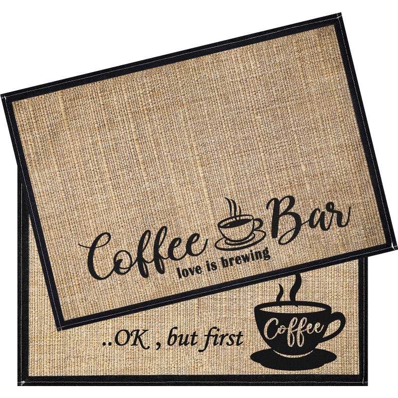 Cunhill 2 Pieces Coffee Bar MatCoffee Bar Accessories 20 x 14 Inch Coffee Bar Decoration Coffee Placemats for Coffee Machine Coffee Bar CountertopsCoffee Station AccessoriesFirst Coffee