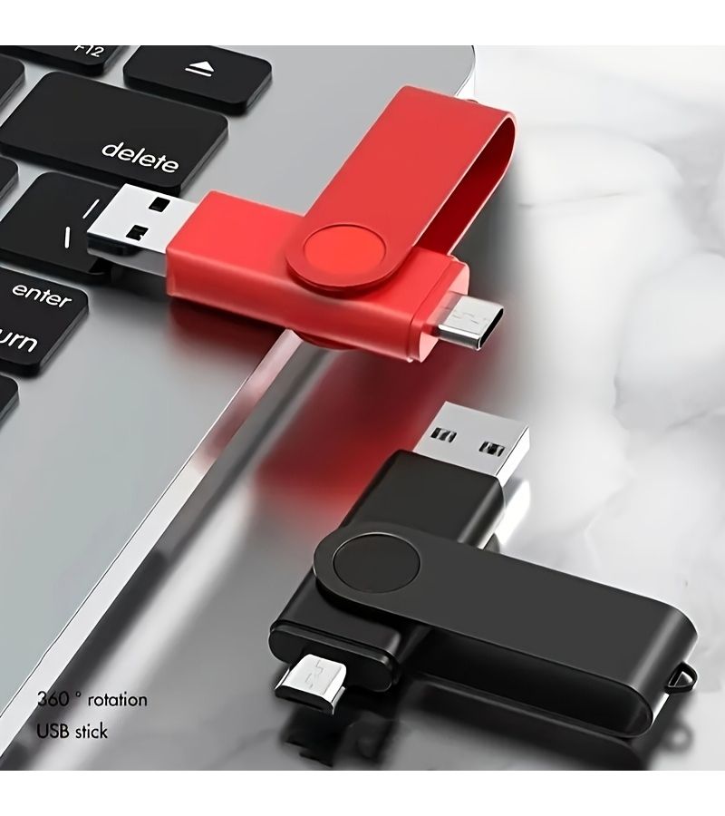 Red 256MB 2 In 1 USB Flash Drive With 360 Degree Rotating USB And Type C Connector For Smartphone Computer - Image 4
