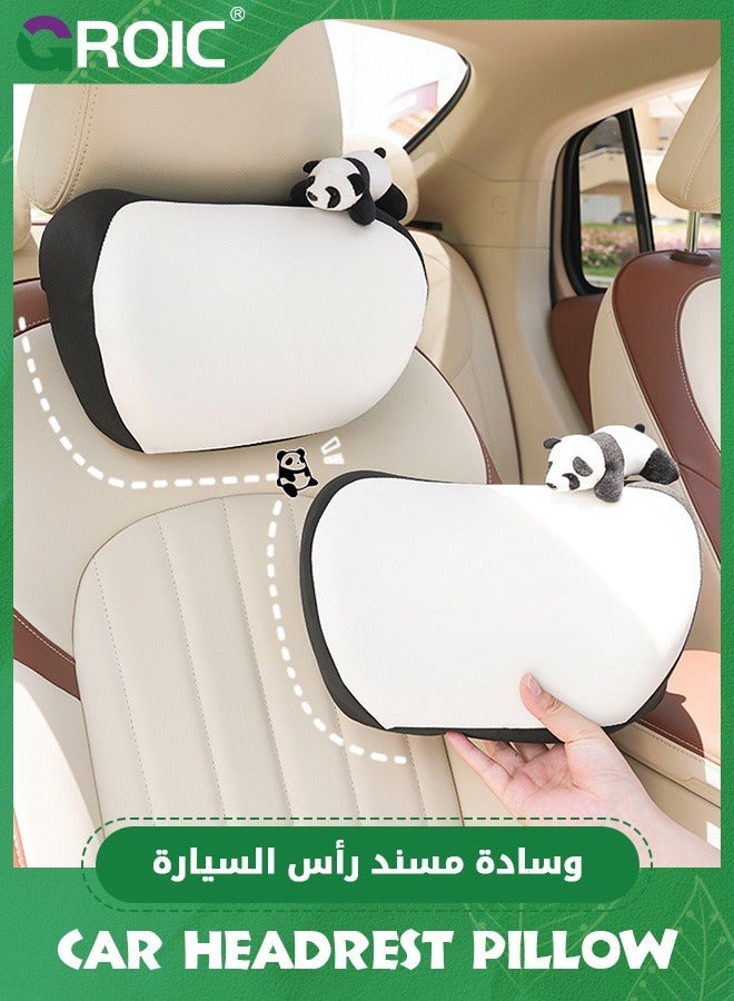 GROIC Panda Lumbar Support Pillow and Car Headrest Neck Set,Car Back Cushion Kit,Memory Foam Ergonomic Seat Cushion,Neck Kit for Driving  - Image 2