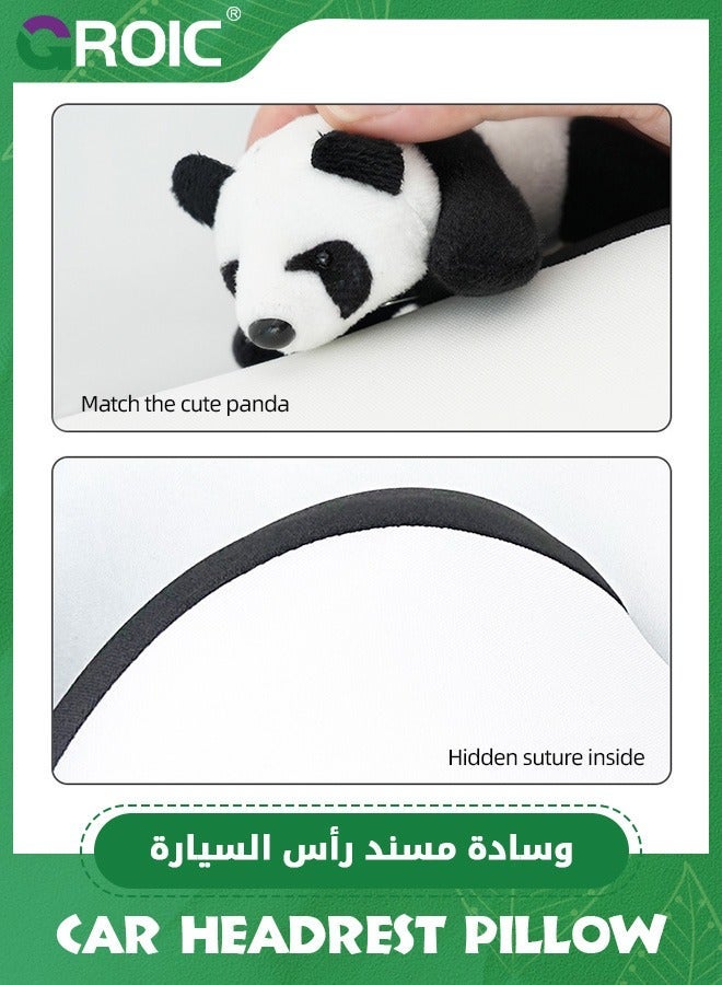 GROIC Panda Lumbar Support Pillow and Car Headrest Neck Set,Car Back Cushion Kit,Memory Foam Ergonomic Seat Cushion,Neck Kit for Driving  - Image 5