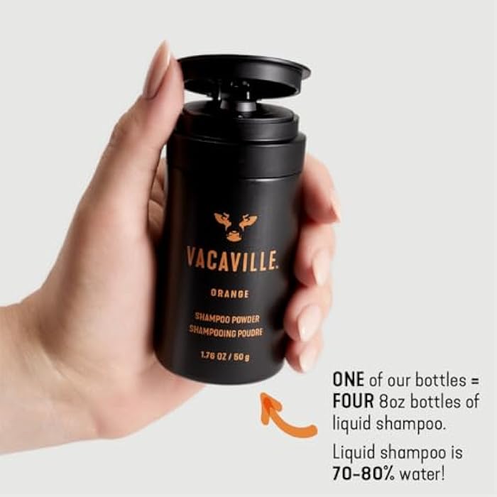 Vacaville Beauty Orange Scented Powder to Lather Shampoo for All Hair Types: Vegan, Eco-Friendly, Cruelty-Free - Add Water, Botanical Ingredients Clinically Proven to Promote Hair Growth, Travel Size - Image 2