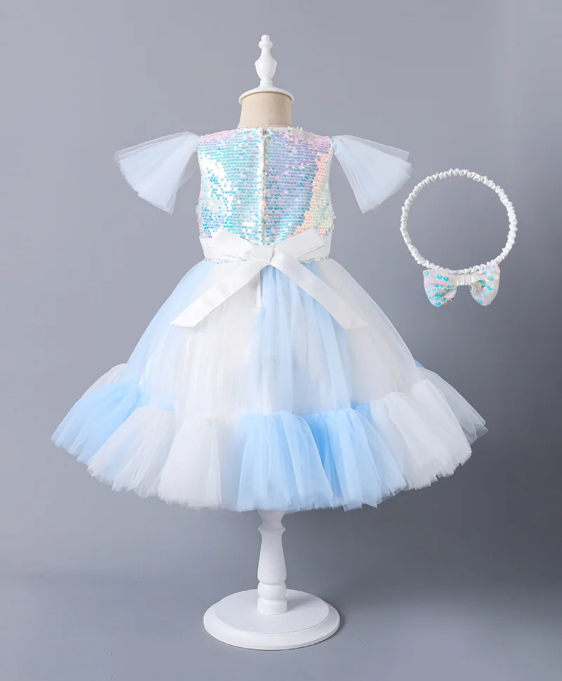 مارك وميا فستان مارك وميا مستدير بياقة مطرزة مع طوق رأس - أبيض