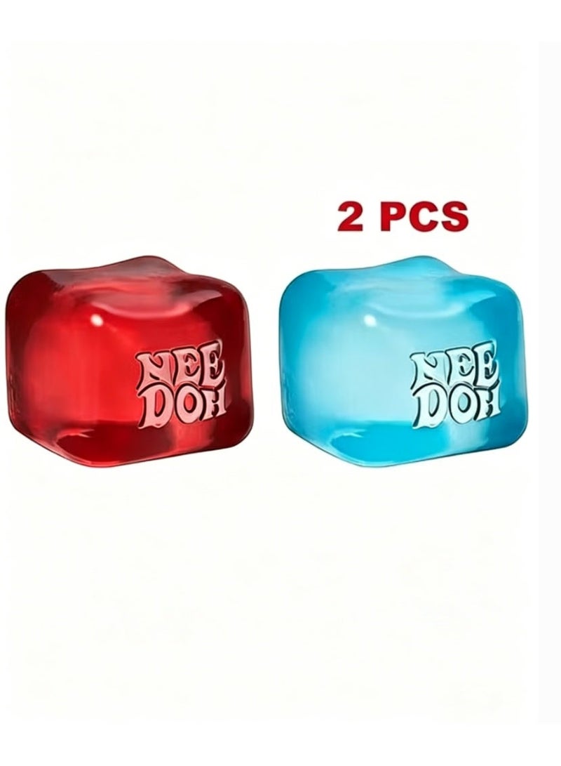 NeeDoh Nice Cube - Sensory Squeeze Toy with Super Solid Squish - 2.25" Cube - Red and blue - Image 1