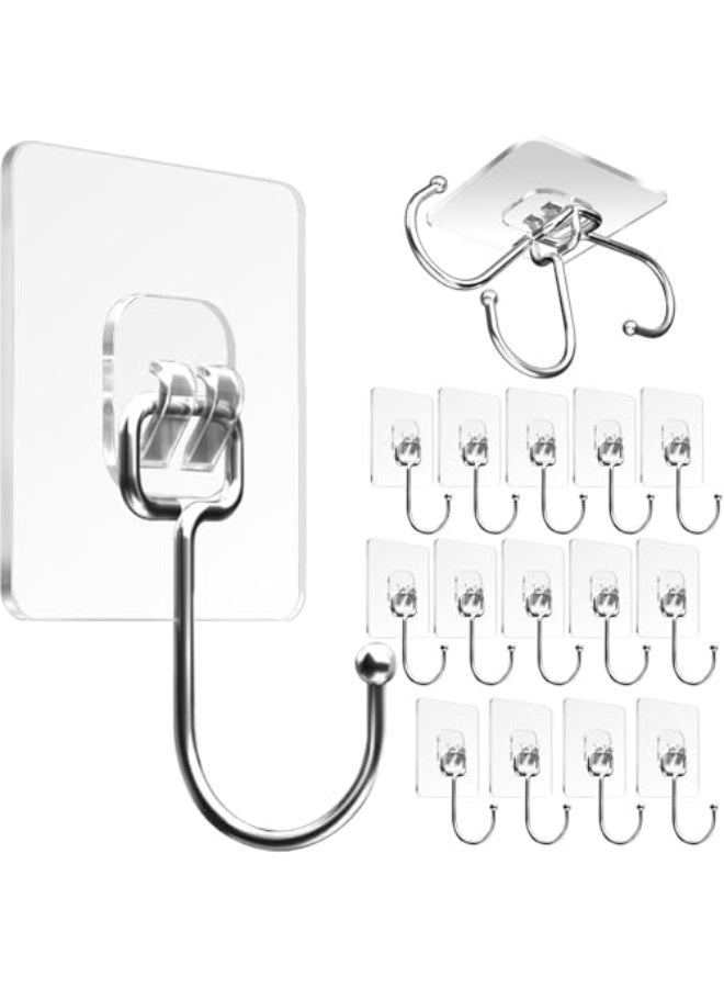 Large Adhesive Utility Hooks, Waterproof Transparent Wall Hooks for Hanging, Multi-Purpose Hooks for Hanging Heavy Duty Towel Coats in Kitchen, Bathroom, Home, Office Hooks 7×7㎝ (16pcs) - Image 1