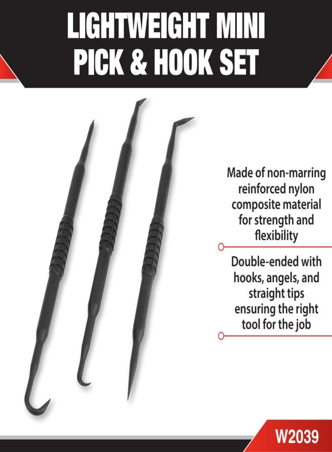 بيرفورمانس تول مجموعة أدوات الأداء W2039 الصغيرة للخطافات والاختيارات، مكونة من 3 قطع بخطافات وزوايا ورؤوس مستقيمة لحلقة O وإزالة الختم/الحشية وأعمال الأسلاك - Image 3