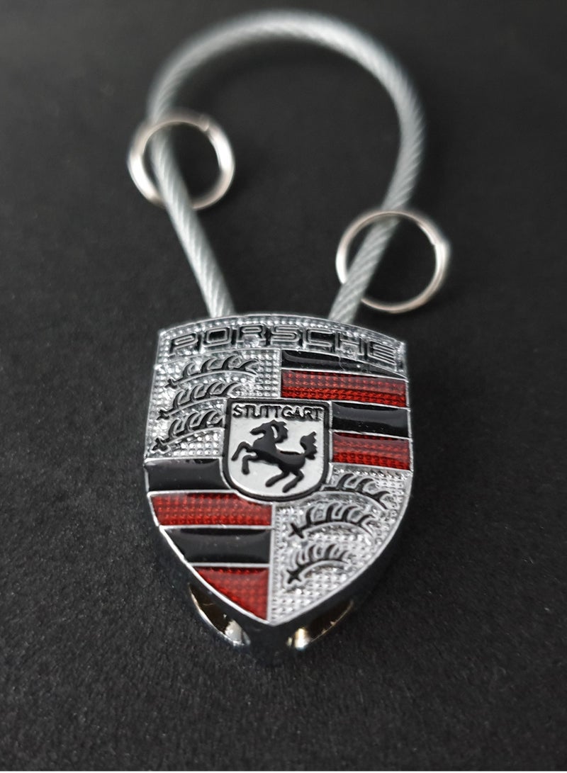 Zinc Alloy Metal 3D Logo Keychain For Porsche - Image 2