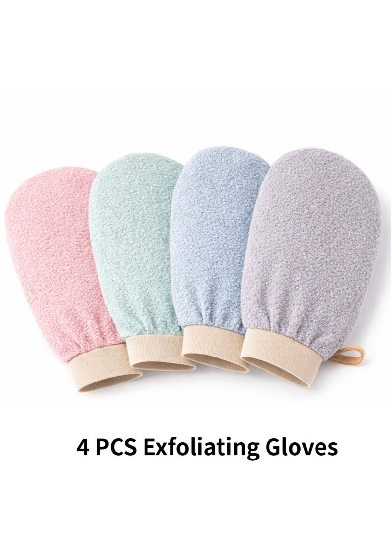 IKBEN Moroccan Exfoliating Bath Gloves 4 PCS Set – Deep Cleansing Body Scrub Mitts for Shower & Hammam, Dead Skin Remover for Men & Women - Image 1