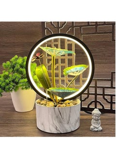 Home Elements HOME ELEMENTS Water Fountains with Ring Light for Home Decor Tabletop Indoor Desktop Showpiece Fountain for Living Room Bedroom Office Housewarming Gift Meditation Zen Water Fountain (FT_015)  - Image 1