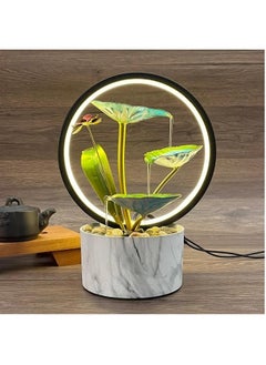 Home Elements HOME ELEMENTS Water Fountains with Ring Light for Home Decor Tabletop Indoor Desktop Showpiece Fountain for Living Room Bedroom Office Housewarming Gift Meditation Zen Water Fountain (FT_015)  - Image 2