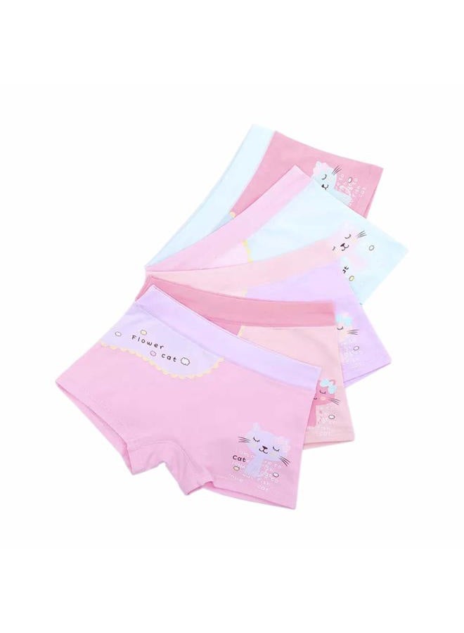 Core Pretty Girls Cotton Underwear Soft Boy Shorts Kids Boxer Briefs Panties(Pack of 5), Flowercat, 4-6 years - Image 1
