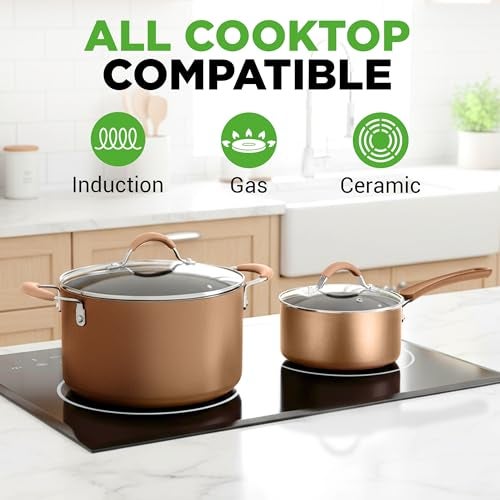 NutriChef 20-Piece Pots and Pans Set Non Stick – Induction Cookware Set, PFAS-Free Nonstick Cookware for All Cooktops, Includes Bakeware & Kitchen Utensils - Image 3