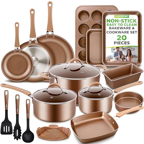 NutriChef 20-Piece Pots and Pans Set Non Stick – Induction Cookware Set, PFAS-Free Nonstick Cookware for All Cooktops, Includes Bakeware & Kitchen Utensils - Image 2
